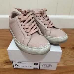 Greats Brooklyn “The Royale” Blush Perforated Leather Sneakers 6W